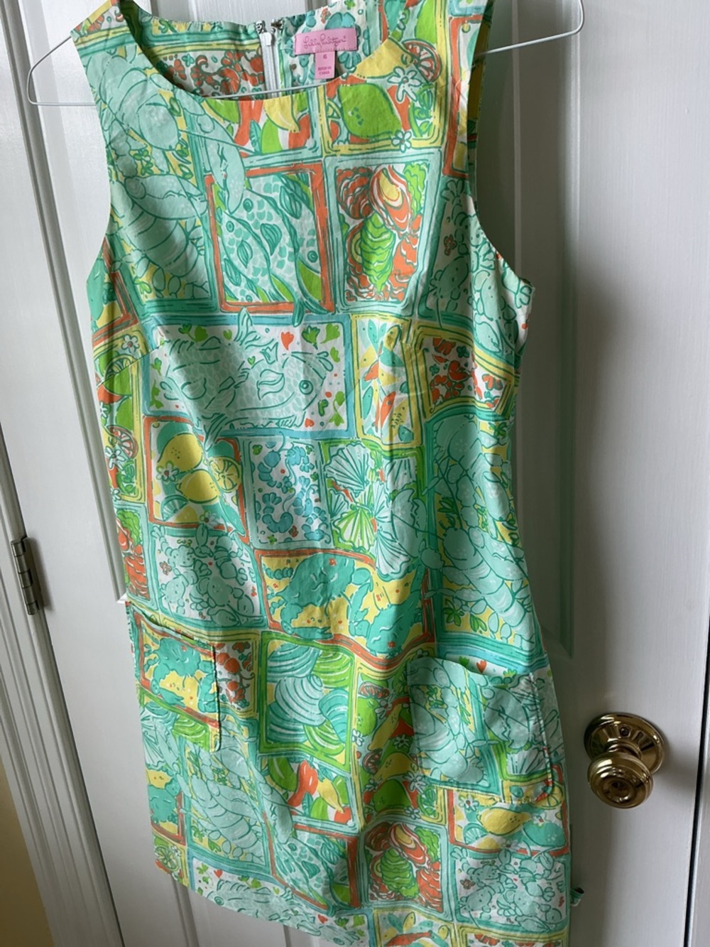 Lilly Pulitzer Green, Aqua & Yellow Printed Midi Dress size 6